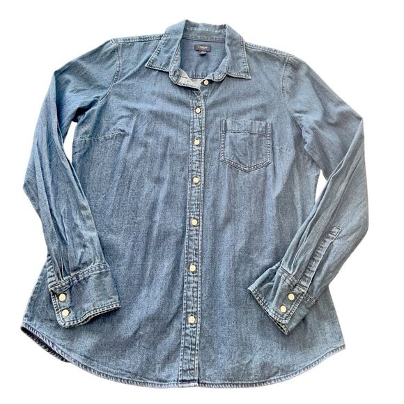 J. CREW Women 100% Cotton Long Sleeve Button-Up Denim size M - Picture 1 of 6